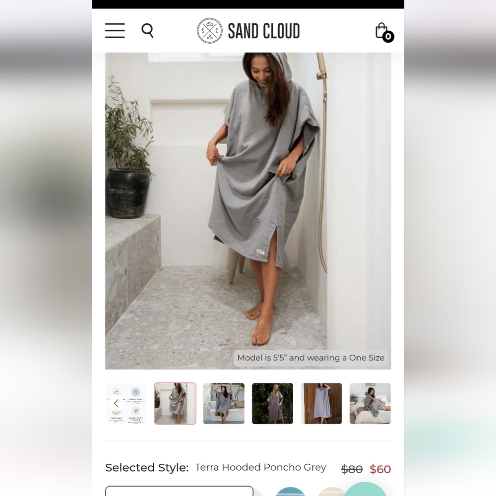 Sand Cloud Terra Hooded Poncho Cover-Up in Grey